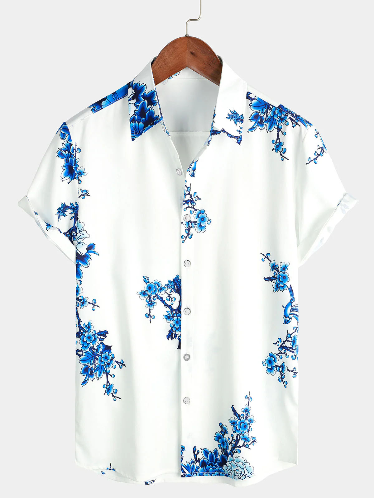 남성 빈티지 블루 플라워 여름 휴가 반소매 셔츠 하와이 - Vintage Hawaiian Floral Shirt 리뷰 및 가격