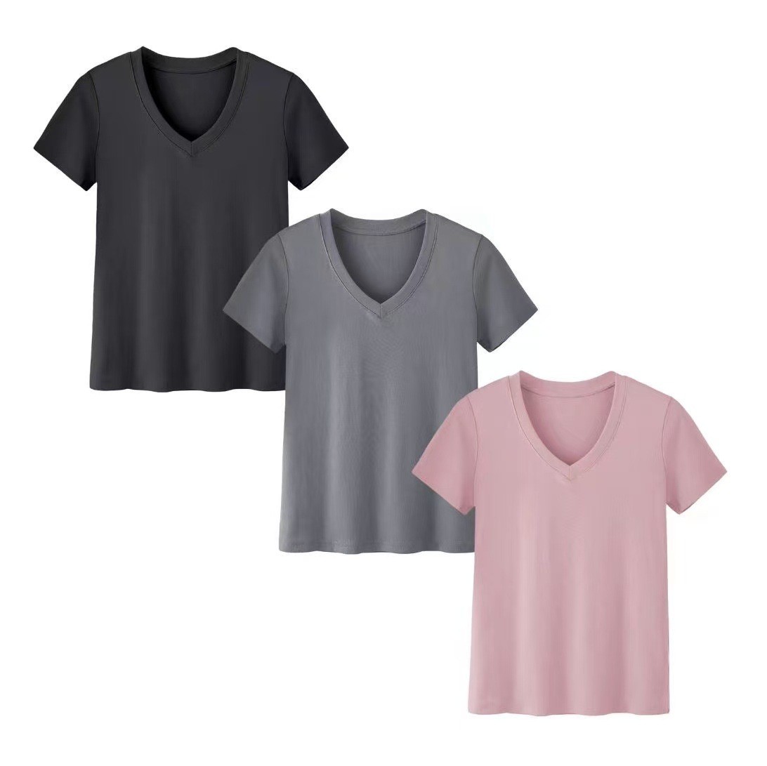 여성용 반팔 크루넥 세트, 일반 길이, 일본풍/한국풍  - T-Shirts 리뷰 및 가격