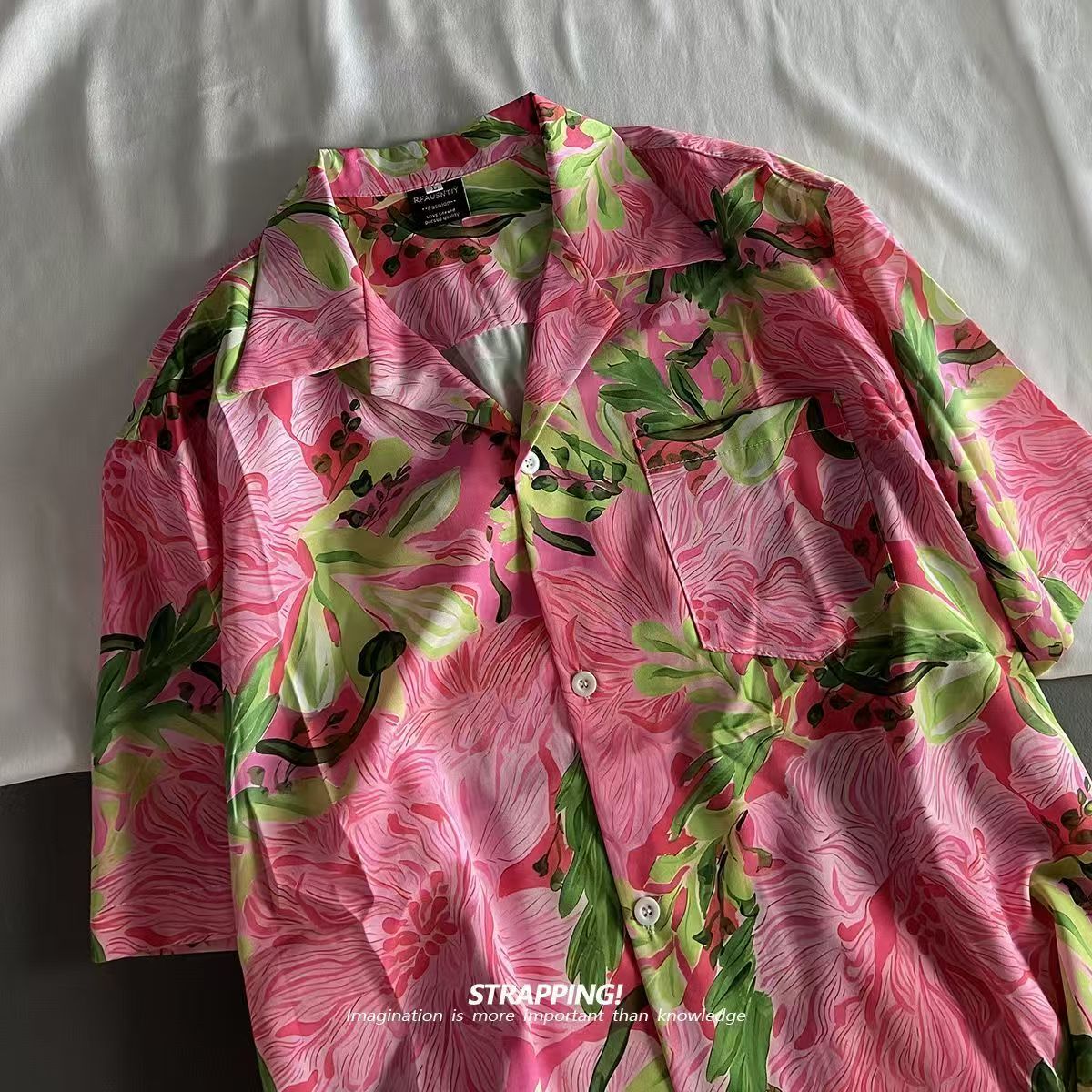 핑크 낙서 꽃 쿠바 칼라 하와이 셔츠 여성과 남성 짧은 - Vintage Hawaiian Floral Shirt 리뷰 및 가격
